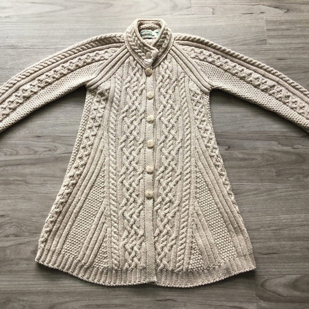 Aran Crafts Irish Knit Sweater Cardigan (women, s, off-white)